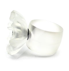 Princess Cut Diamond Heart of 0.53 Carat of a Flower in a Perspex Ring