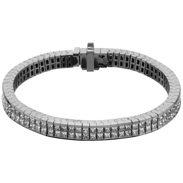 Princess Cut Diamond Double-Row Tennis Bracelet, Invisible set 18K ...
