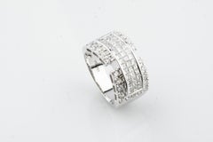 Princess Cut Diamond Invisibly Set 18 Karat White Gold Band Ring
