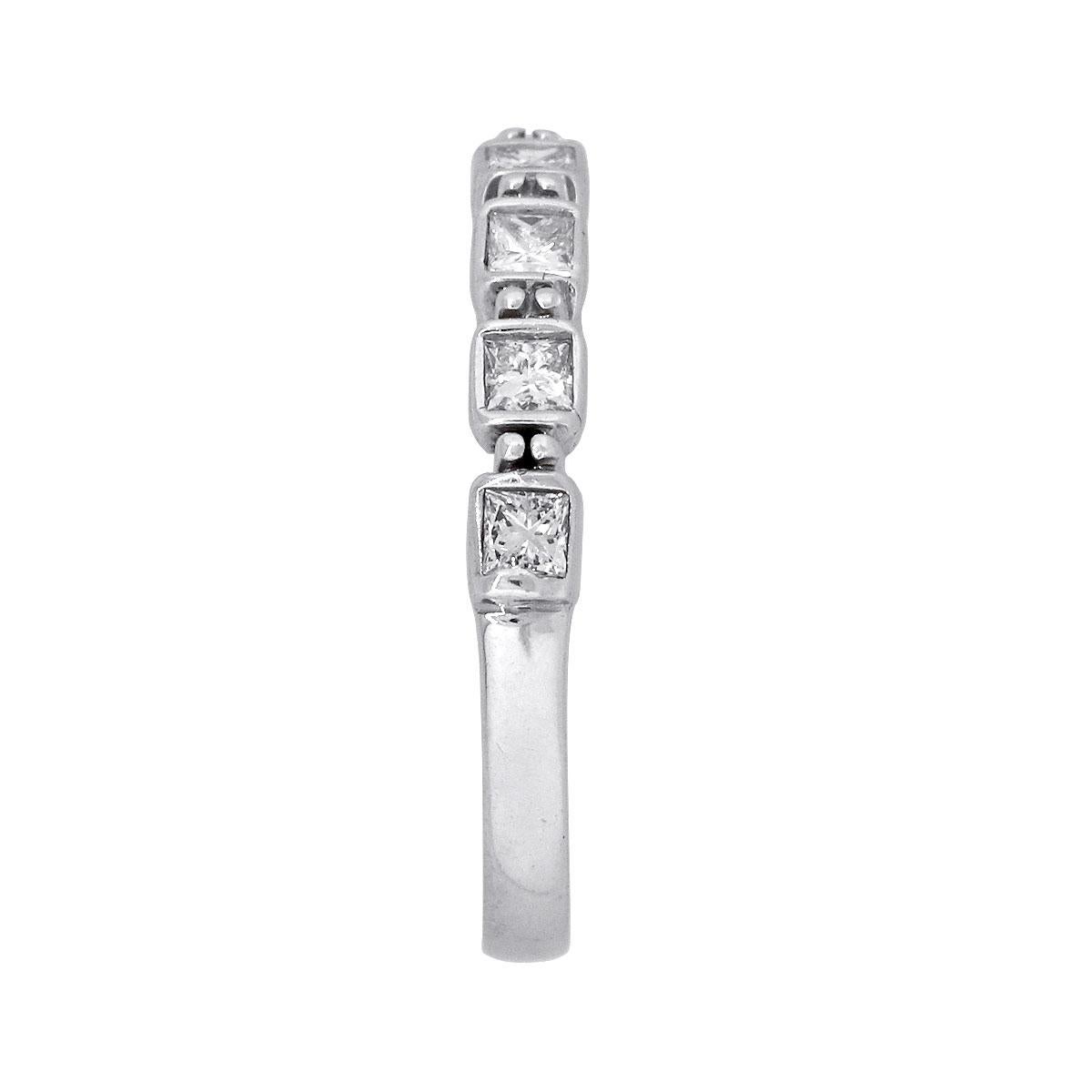 Material: 18k White Gold
Diamond Details: Approx. 0.50ctw of Princess Cut diamonds. Diamonds are G/H in color and VS in clarity
Ring Size: 6.50
Ring Measurements: 0.80
