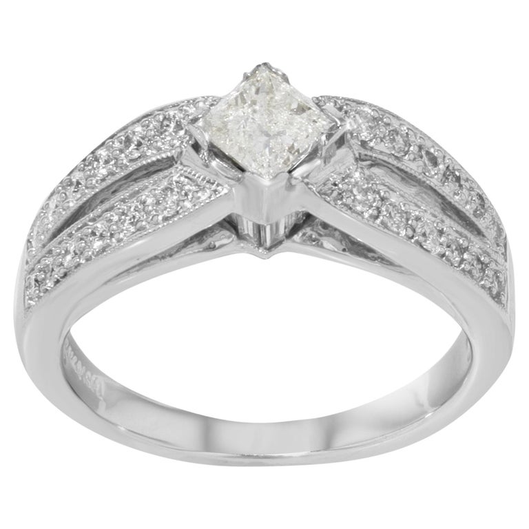 Princess Cut Diamond Ladies Engagement Ring 14K White Gold 1.25Ctw For ...