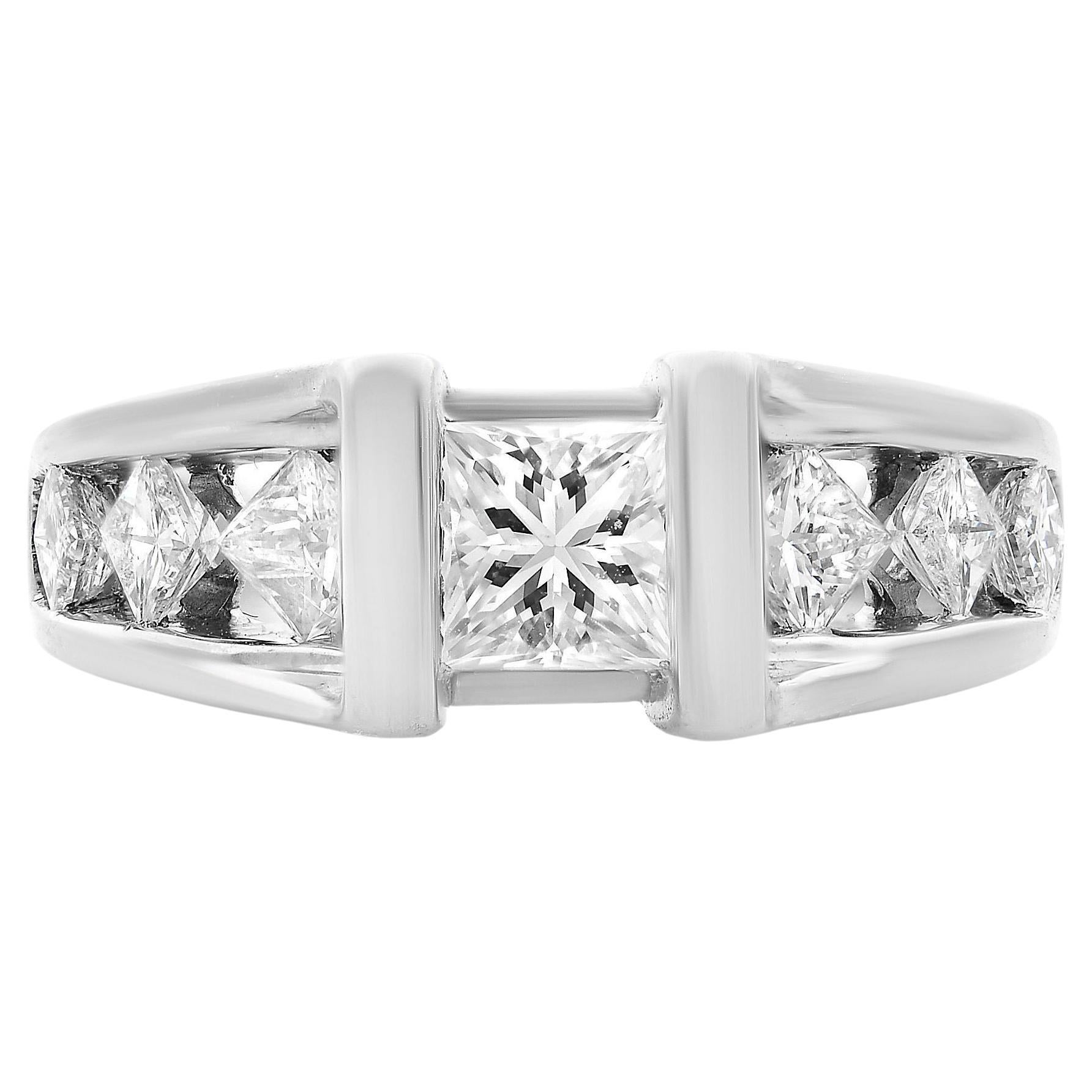 Princess Cut Diamond Ladies Engagement Ring 2.61cttw 14K White Gold