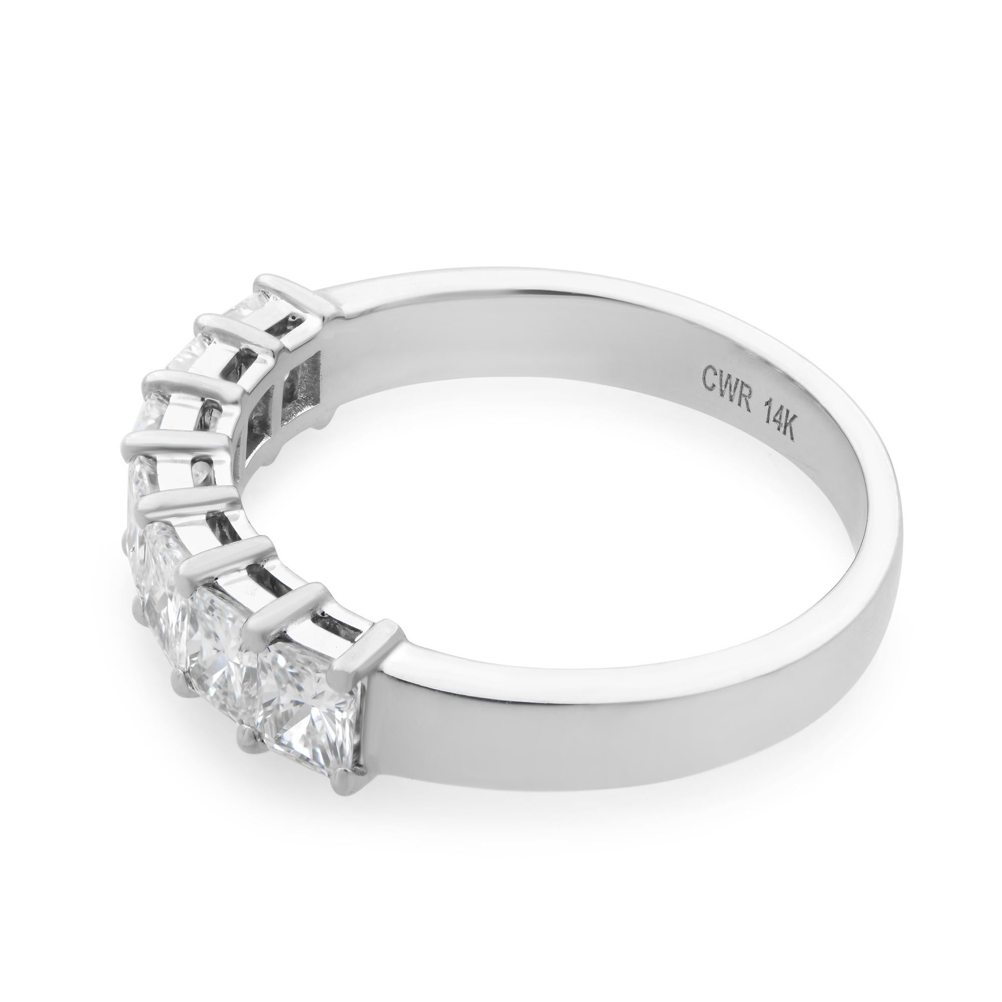 Modern Princess Cut Diamond Ladies Wedding Ring 14K White Gold 1.25Cttw For Sale