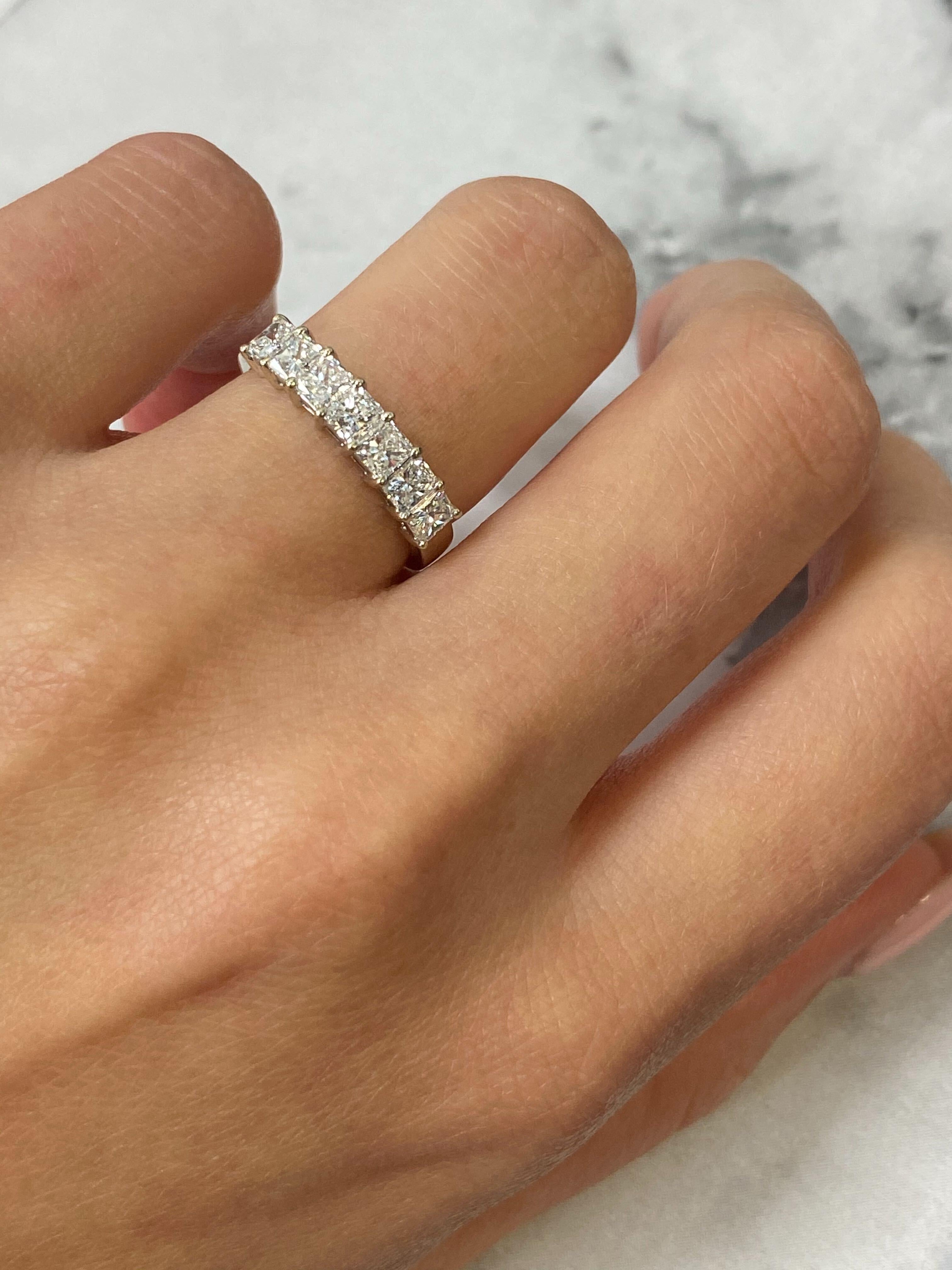 Princess Cut Diamond Ladies Wedding Ring 14K White Gold 1.25Cttw For Sale 1
