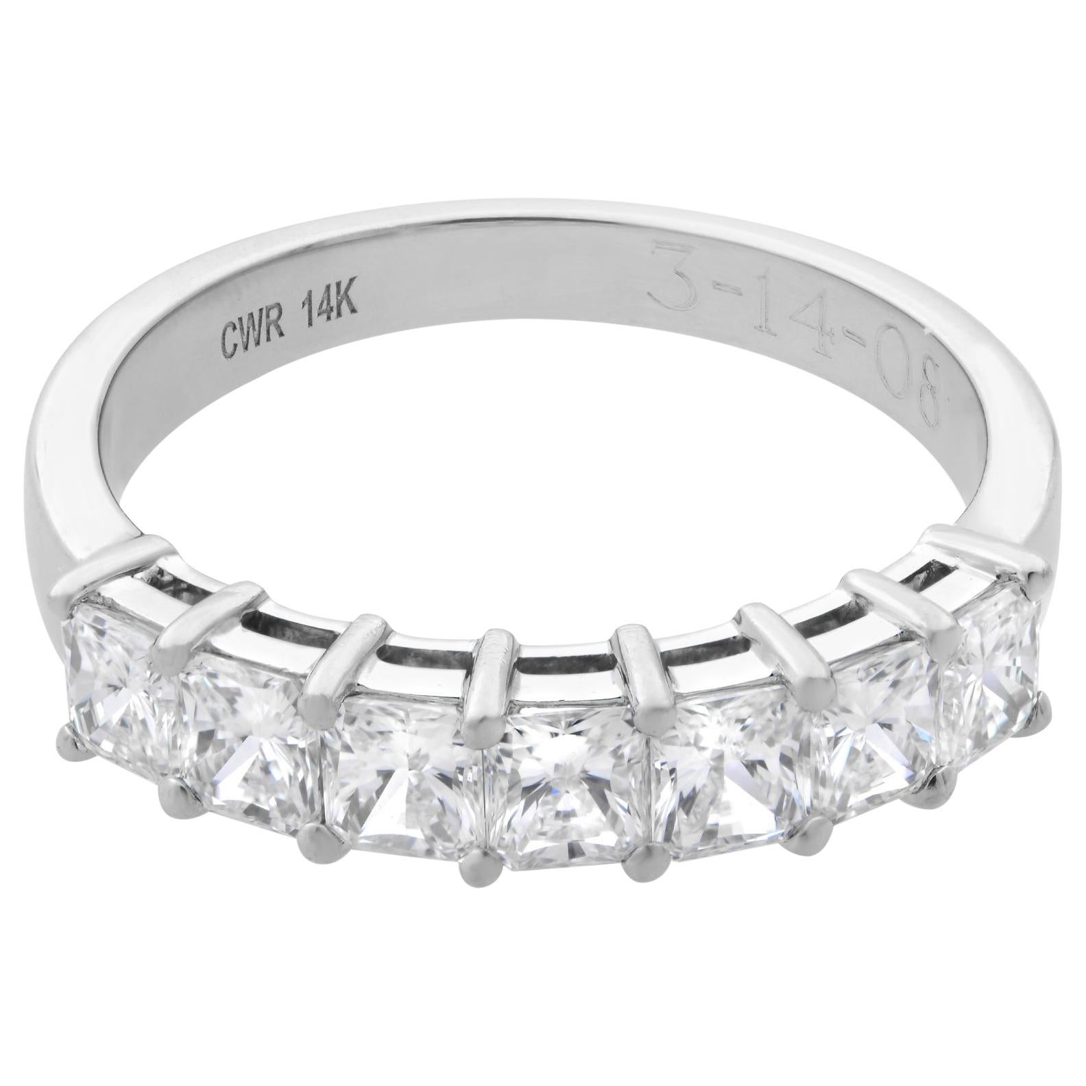 Princess Cut Diamond Ladies Wedding Ring 14K White Gold 1.25Cttw For Sale