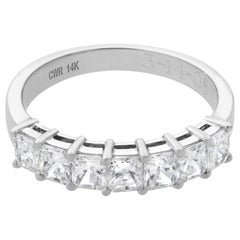 Bague de mariage pour femme en or blanc 14 carats avec diamants taille princesse (1,25 ct. pt.)