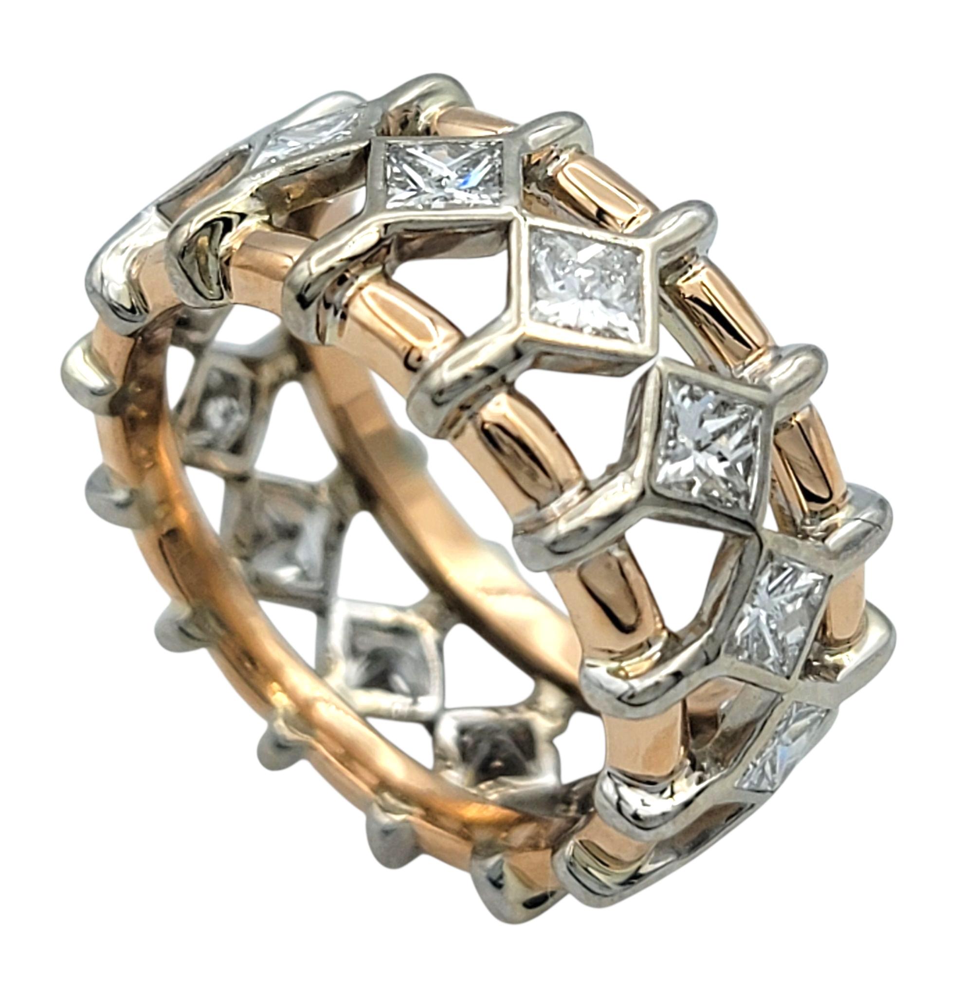Anillo de diamantes talla princesa A Space negativo en oro blanco y rosa de 18 quilates Corte princesa en venta