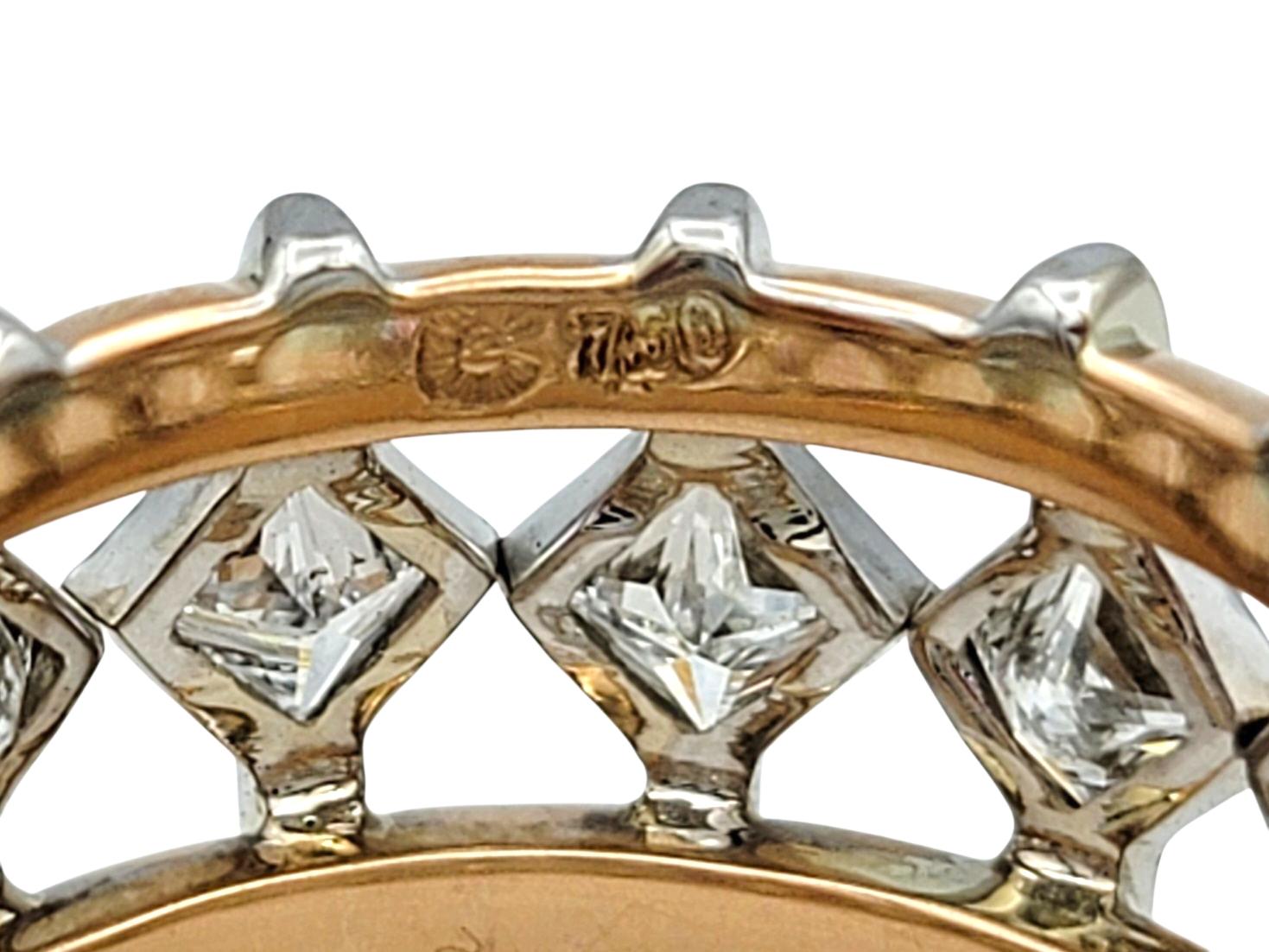 Anillo de diamantes talla princesa A Space negativo en oro blanco y rosa de 18 quilates en venta 1
