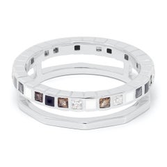 Princess Cut Diamond Onyx Smoky Quartz Enamel 18k White Gold Nova Ring