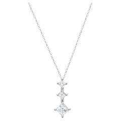 Princess Cut Diamond Past, Present, Future Necklace 1.29cttw - 14k White Gold