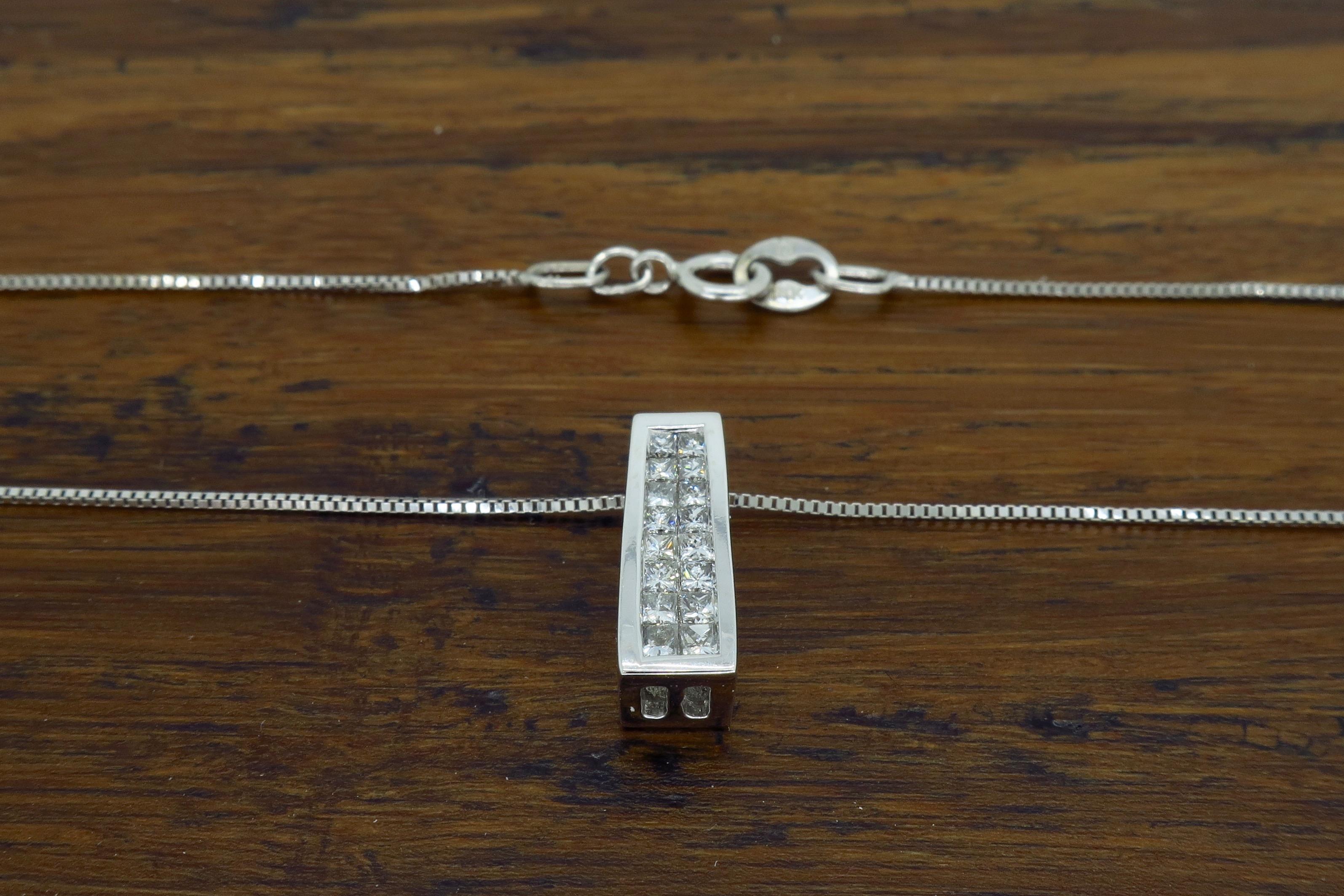 Princess Cut Diamond Pendant Necklace In New Condition In Webster, NY