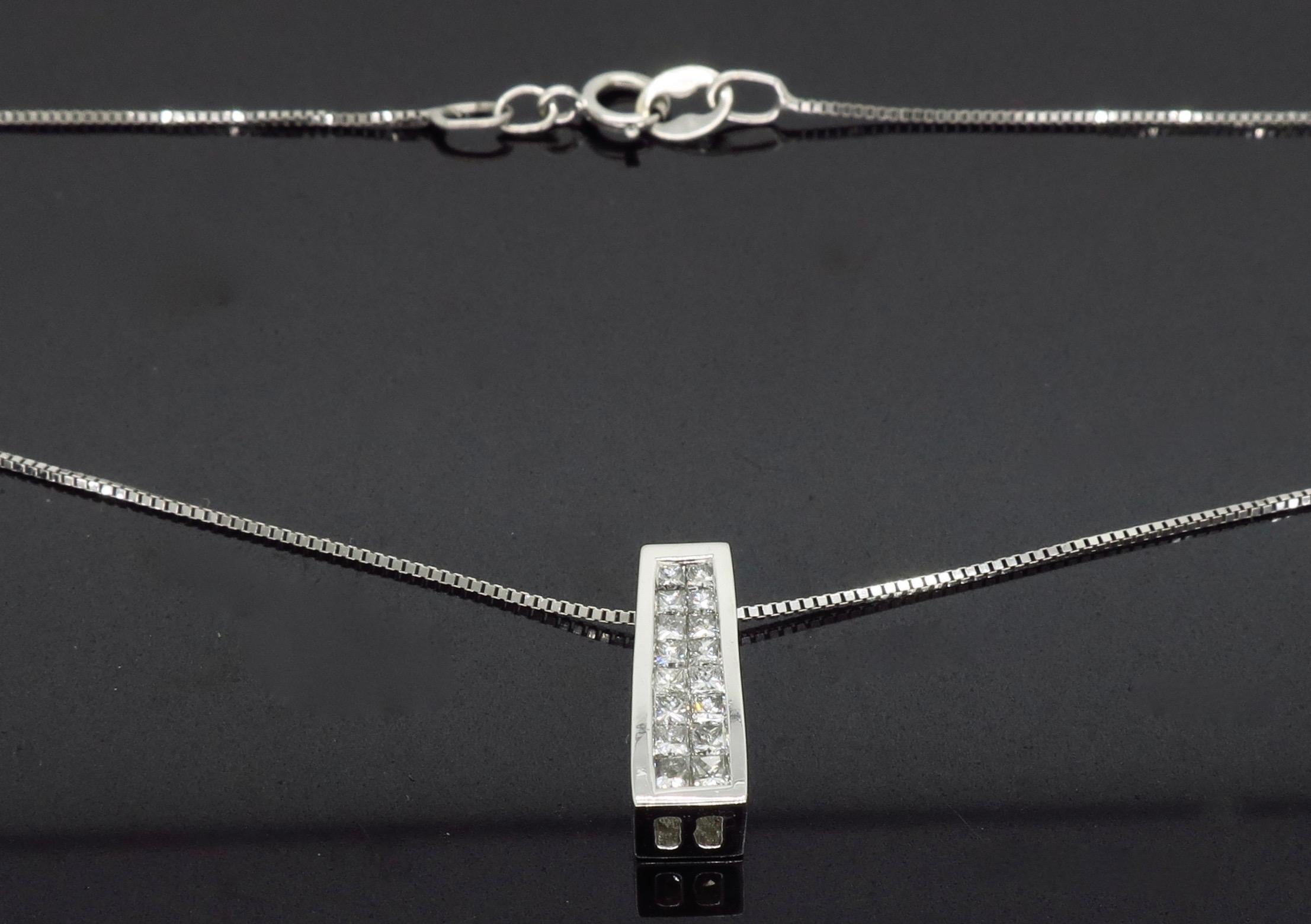 Princess Cut Diamond Pendant Necklace 1