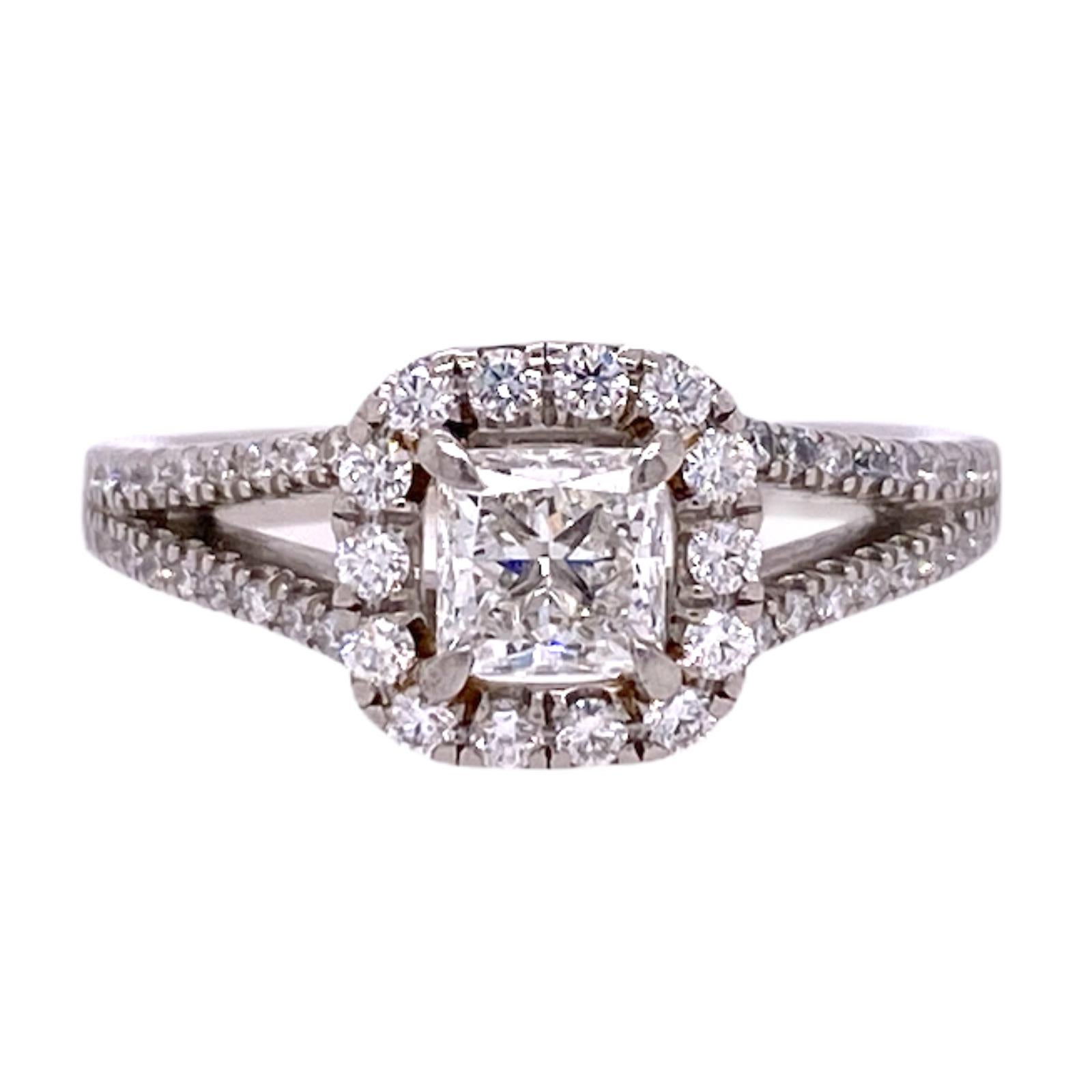  Princess Cut Diamond Platinum Halo Engagement Ring GIA Certified In Excellent Condition In Boca Raton, FL