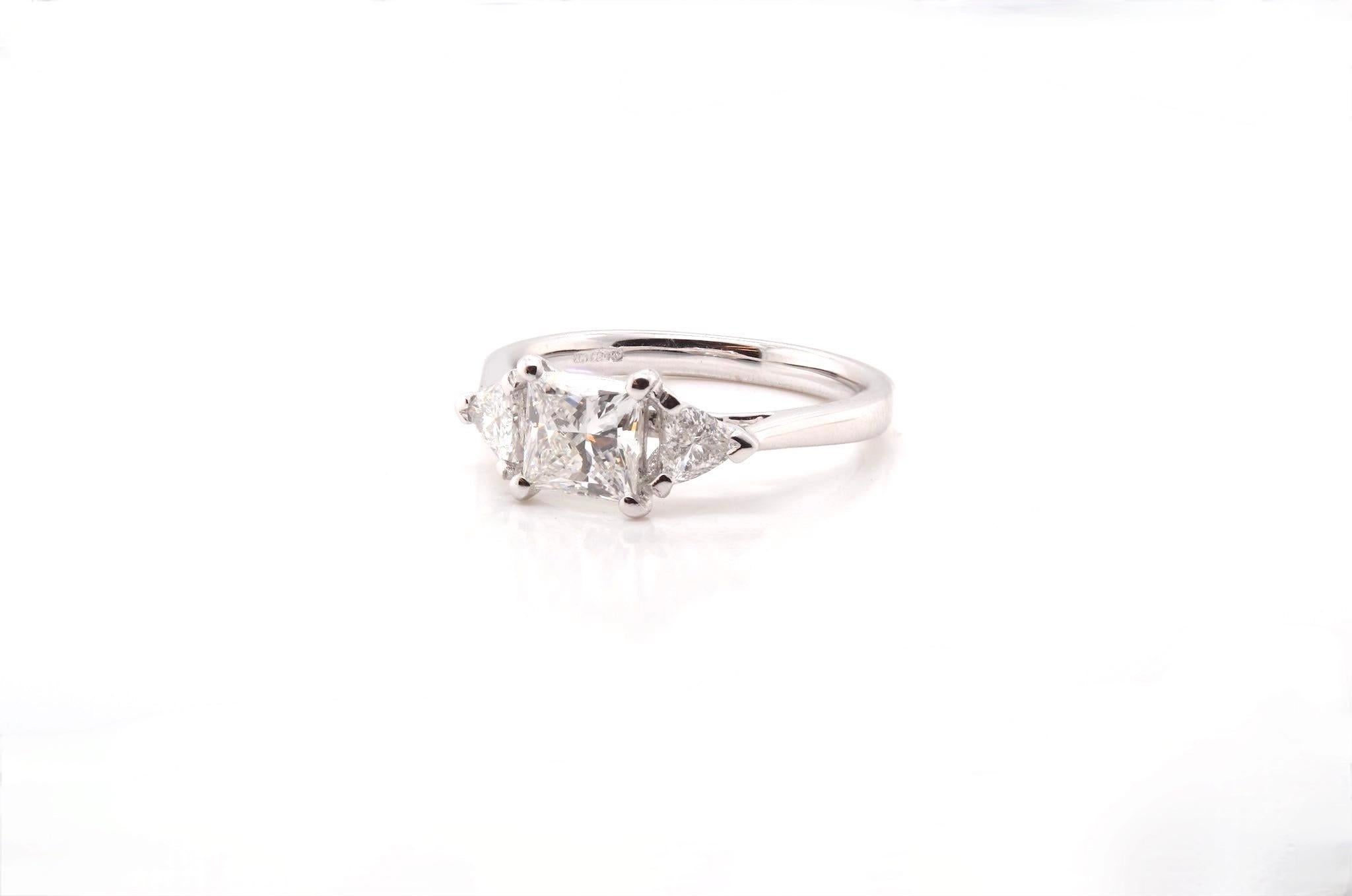 Princess Cut Princess cut diamond ring 0.92 carat F Vs1 For Sale
