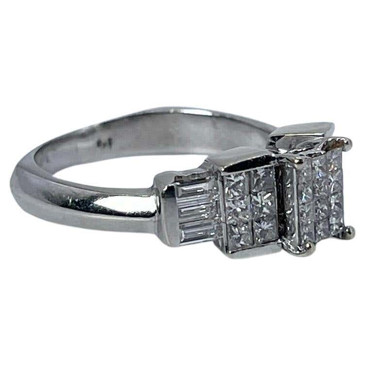 Modern Invisible Setting 2.65 Carat Princess and Brillant Cut Diamond ...