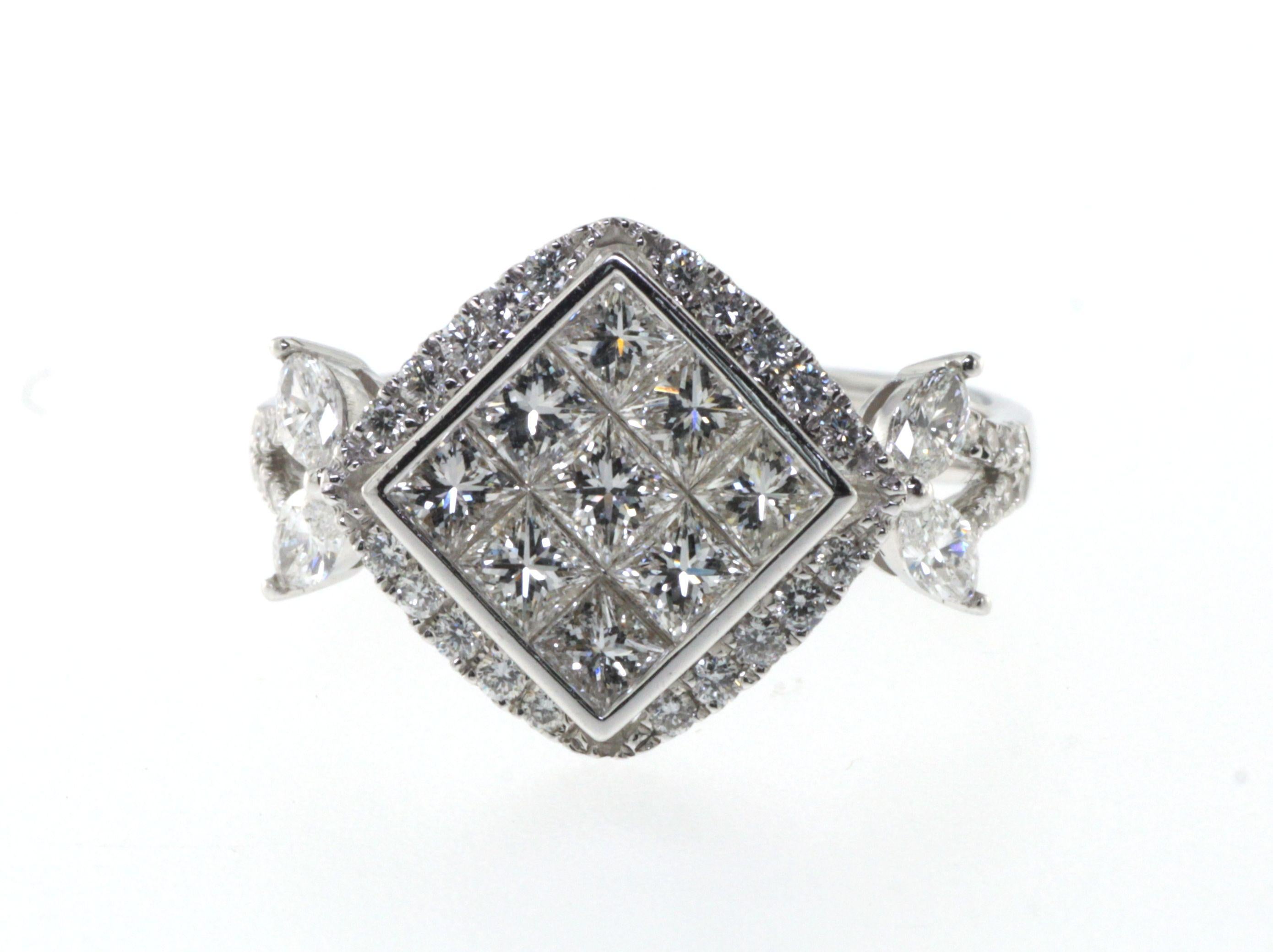 1.48Ct Princess Cut Diamond Ring in 18 Karat White Gold For Sale 1