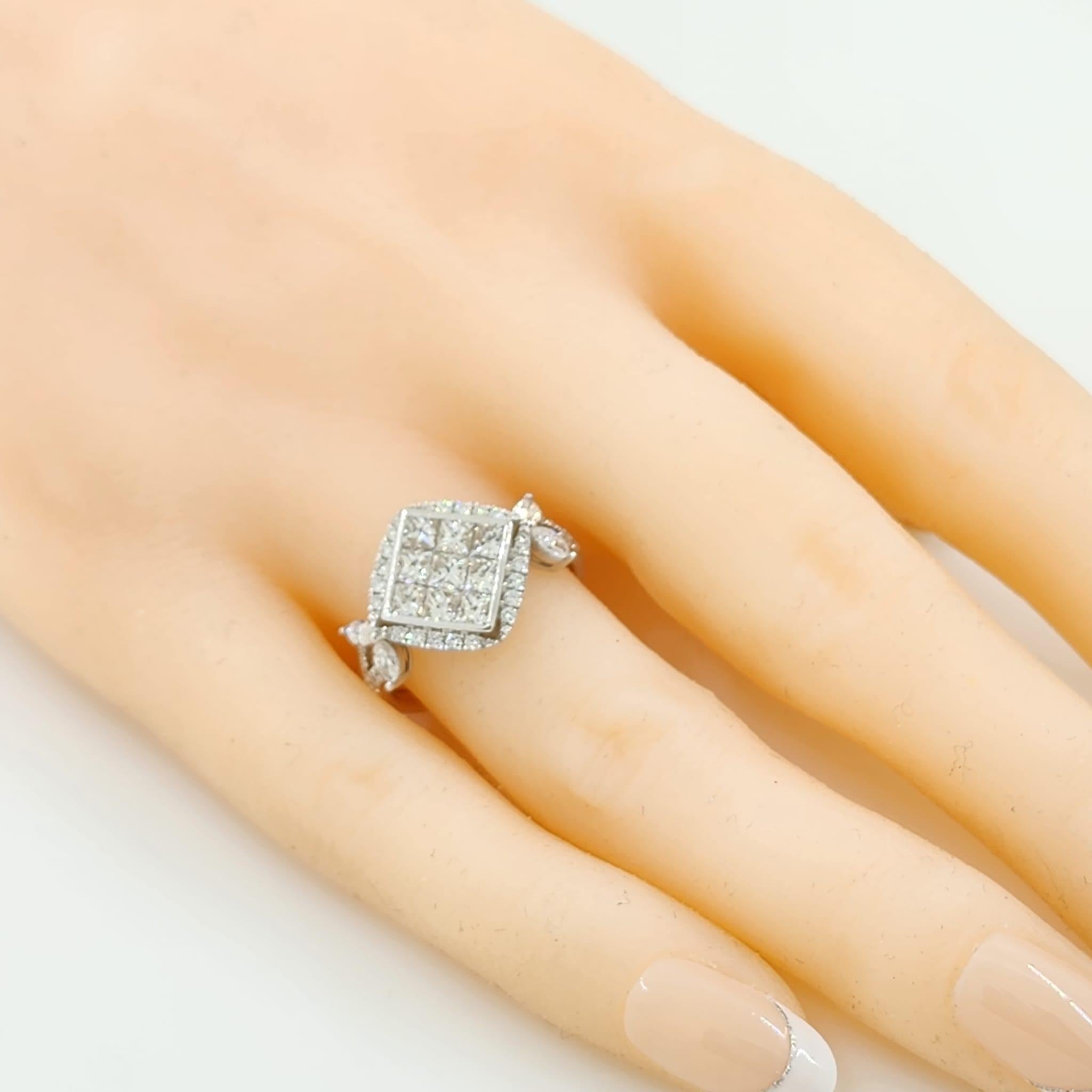 1.48Ct Princess Cut Diamond Ring in 18 Karat White Gold For Sale 2