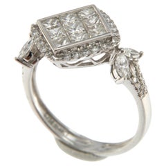 Bague en or blanc 18 carats de 1,48 carat de diamants taille princesse