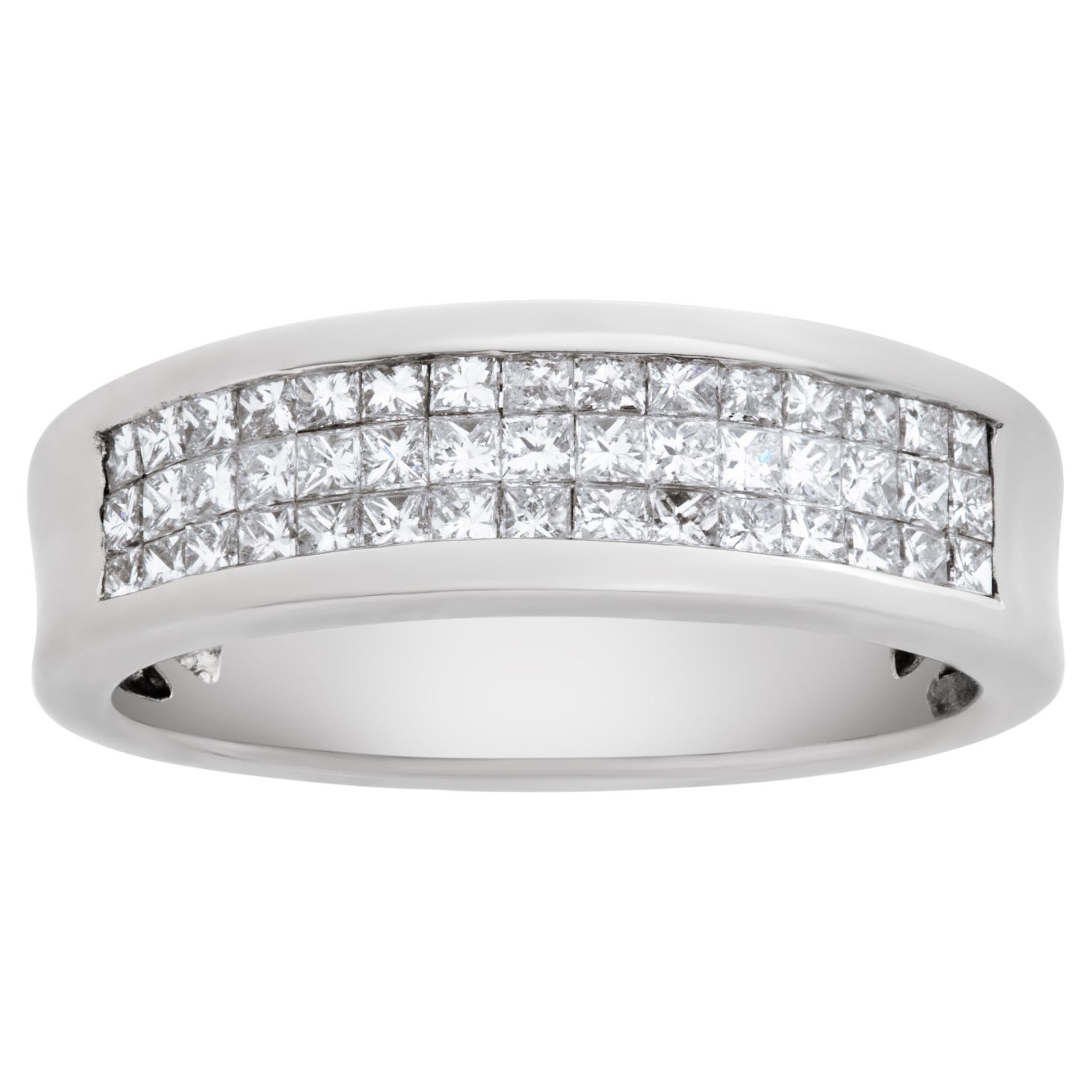 Princess Cut Diamond Ring Set in 18k White Gold, 0.75 Carat in Diamonds