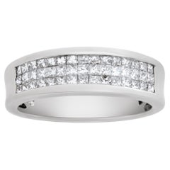 Vintage Princess Cut Diamond Ring Set in 18k White Gold, 0.75 Carat in Diamonds