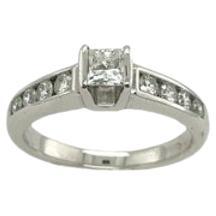 Princess Cut Diamond Ring Set with 0.50ct of Diamonds in 18ct White Gold For Sale