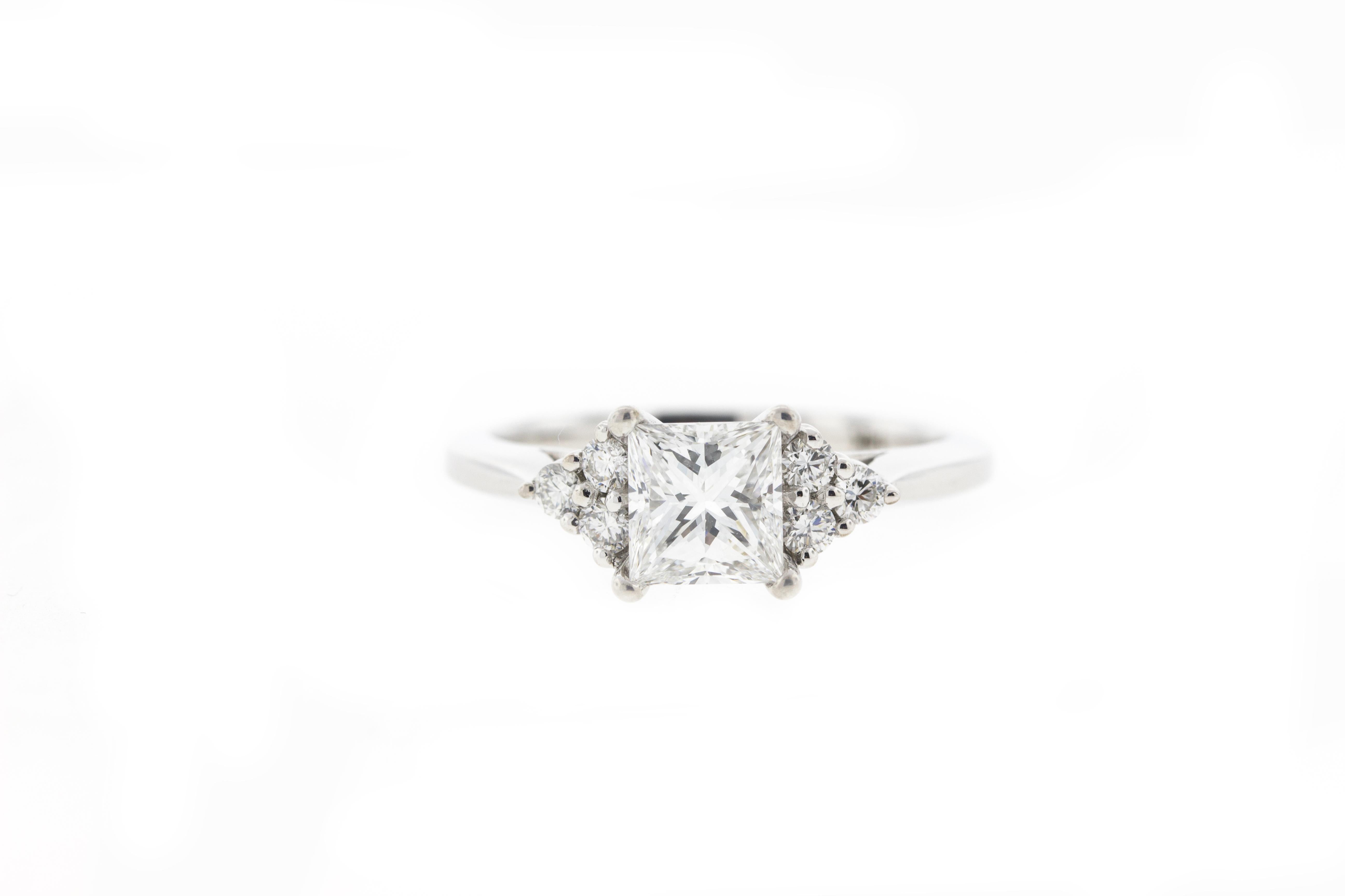 princess cut engagement ring with side stones