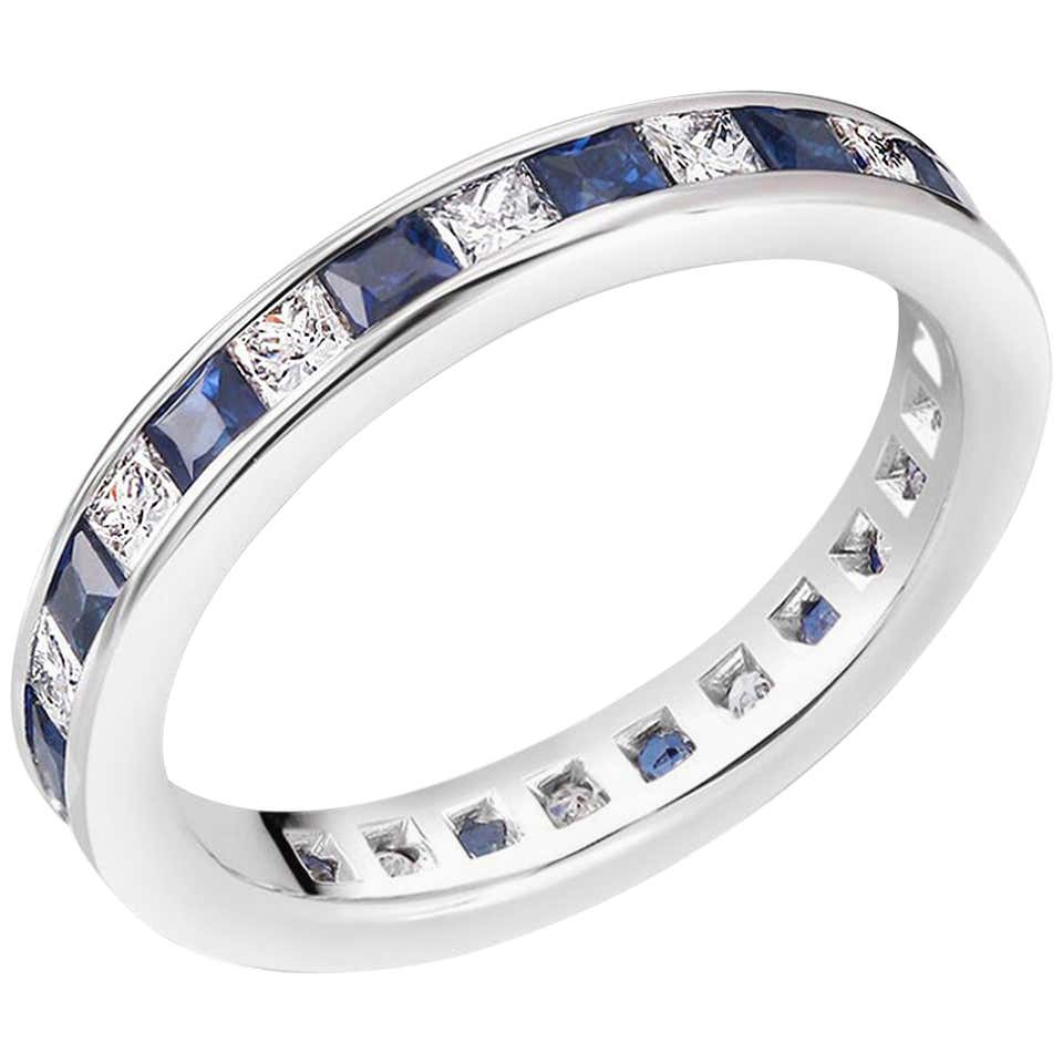 18 Karat Gold Channel Set Princess Cut Pink Sapphire Diamond Linear