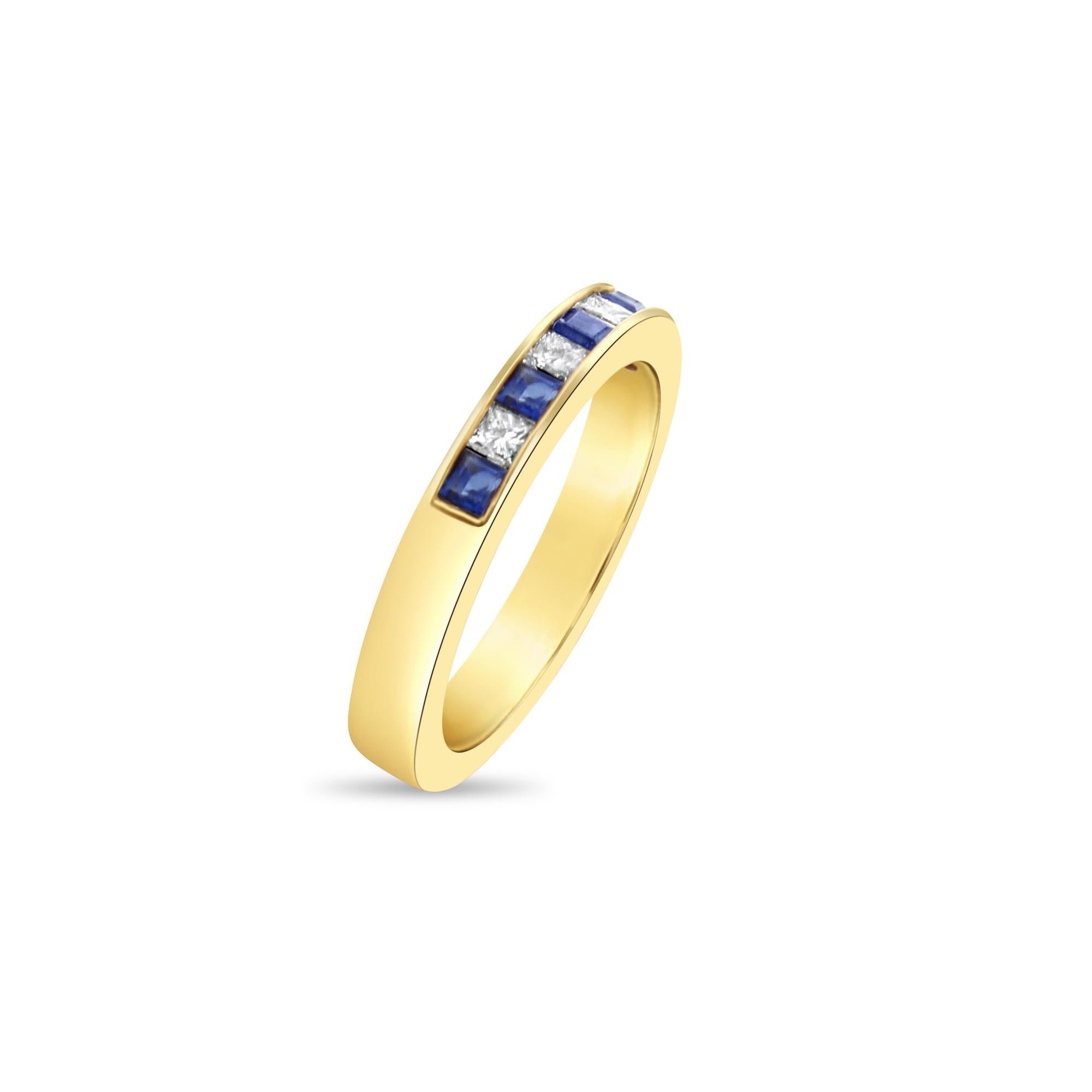 ♥ Product Summary ♥

Main Stone: Diamond & Sapphire
Approx. Carat Weight: .50cttw
Stone Cut: Princess
Material: 14k Yellow Gold
Width: 3MM
Weight: 4 grams

Diamond & Gemstones are Natural. Not enhanced, simulated or lab created.
