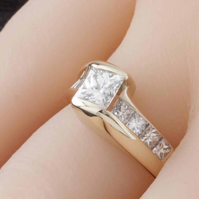 yellow gold solitaire princess cut engagement rings
