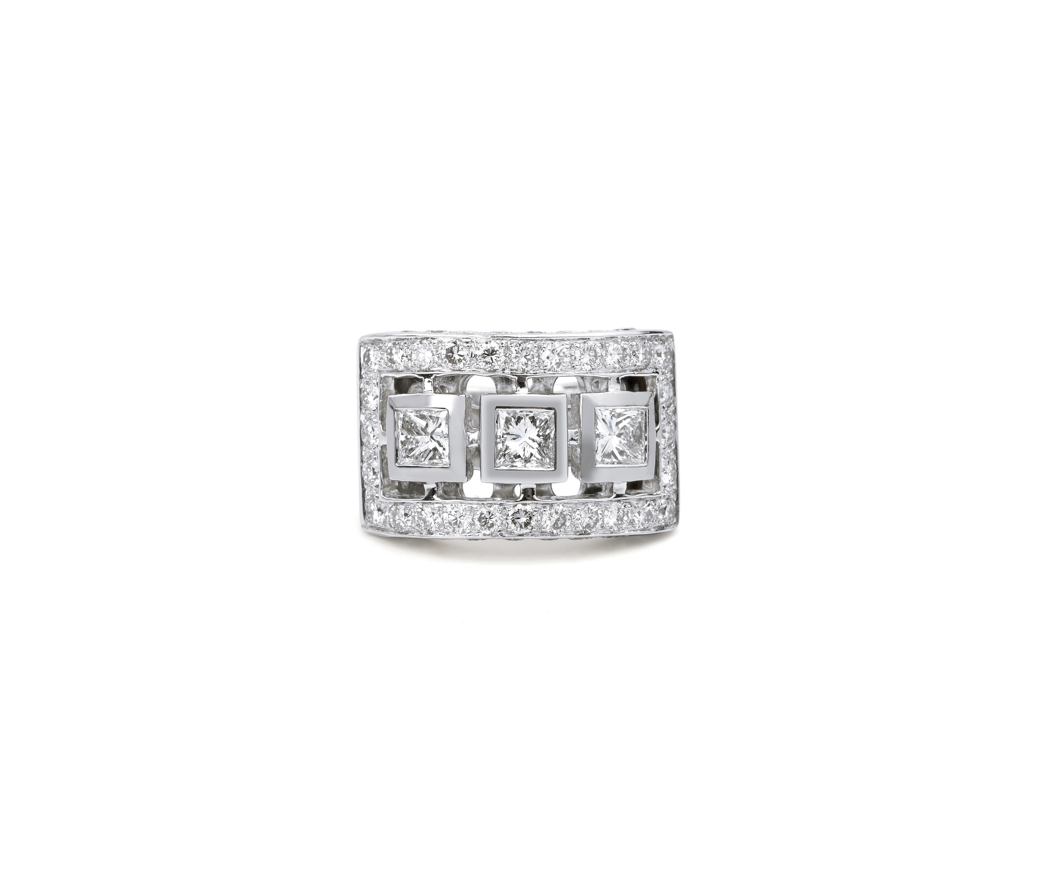 Princess Cut Diamond Statement Cocktail Ring 3ct Diamonds, Anniversary Gift 

Available in 18k white gold.

Same design can be made also with other custom gemstones per request.

Product details:

- Solid gold

- Diamonds - approx. 3.11 carat G VS
