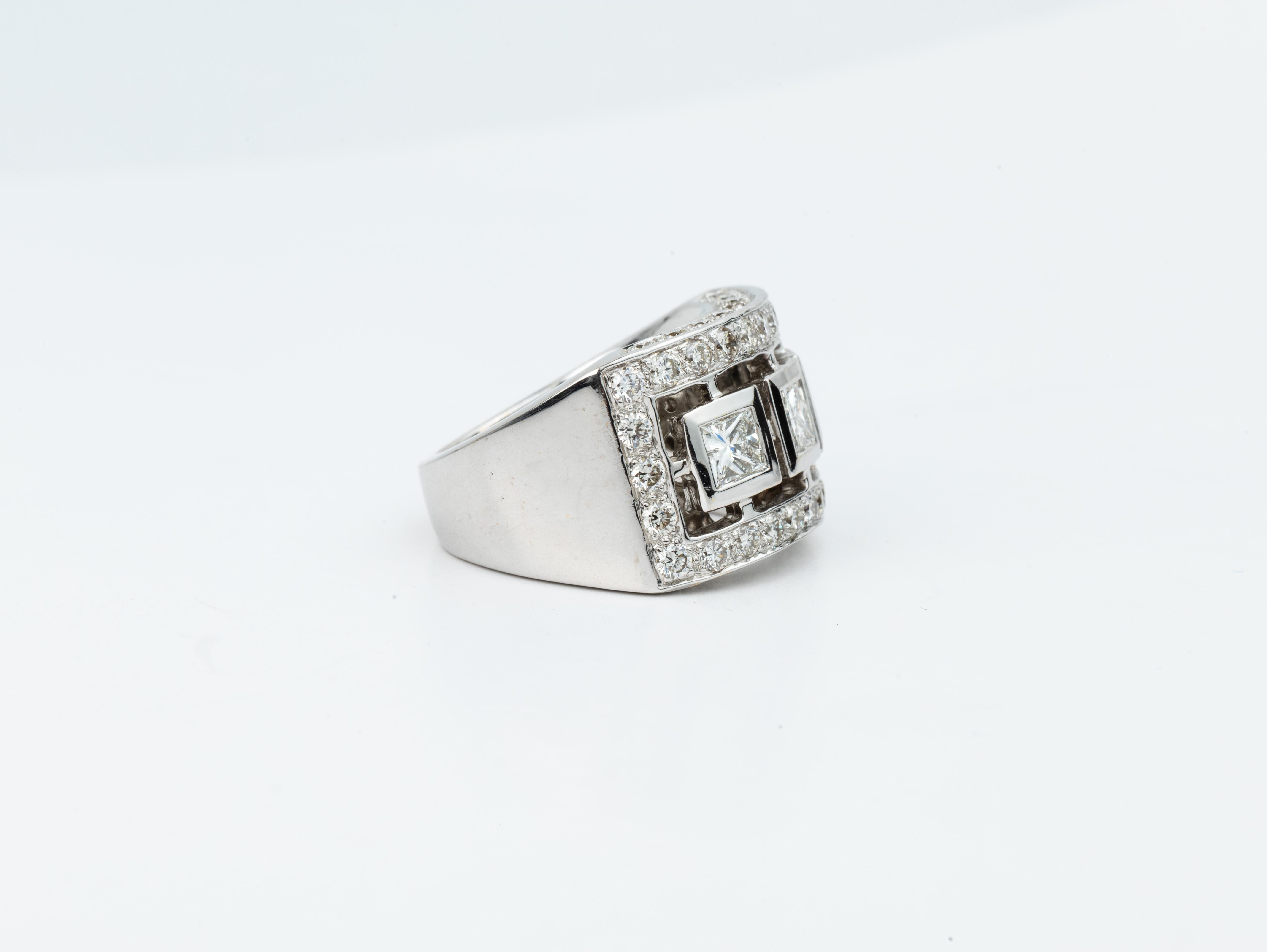 Princess Cut Diamond Statement Cocktail Ring 3 Carat Diamonds, Anniversary Gift  For Sale 2