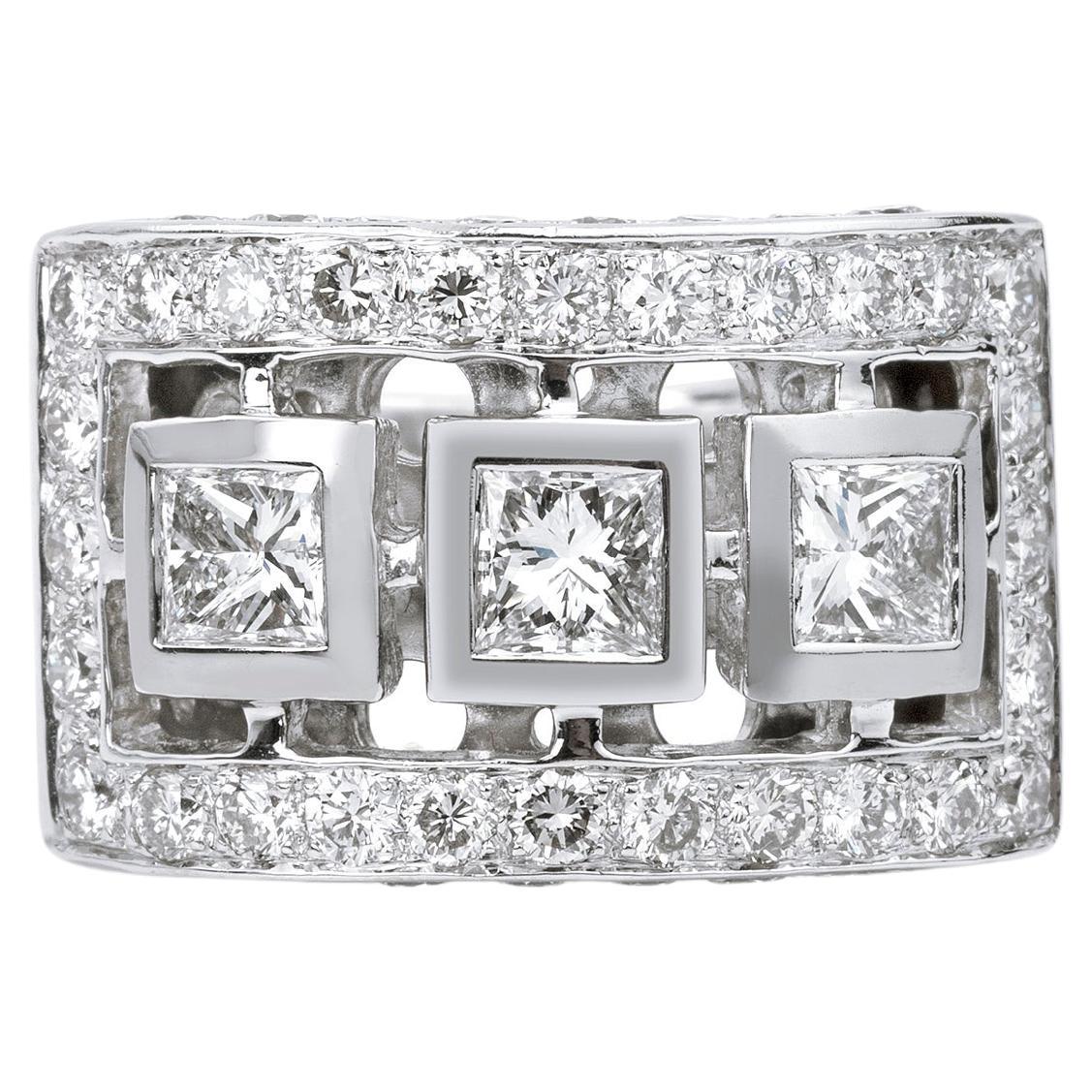 Princess Cut Diamond Statement Cocktail Ring 3 Carat Diamonds, Anniversary Gift  For Sale