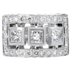 Princess Cut Diamond Statement Cocktail Ring 3 Carat Diamonds, Anniversary Gift 