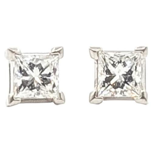 Princess Cut Diamond Stud Earrings in Platinum