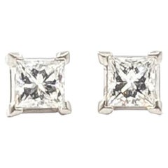 Princess Cut Diamond Stud Earrings in Platinum