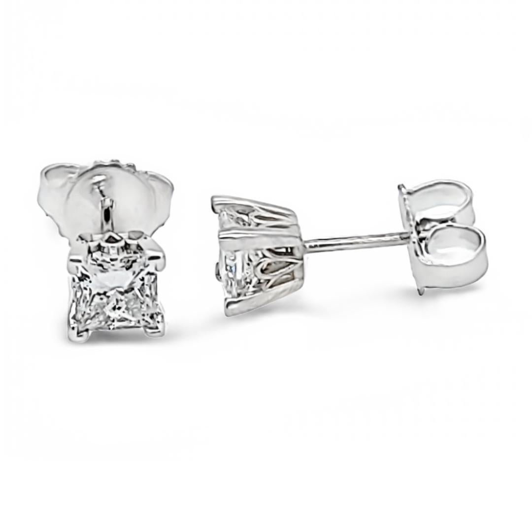 Pendientes de diamante talla princesa en oro blanco Corte princesa