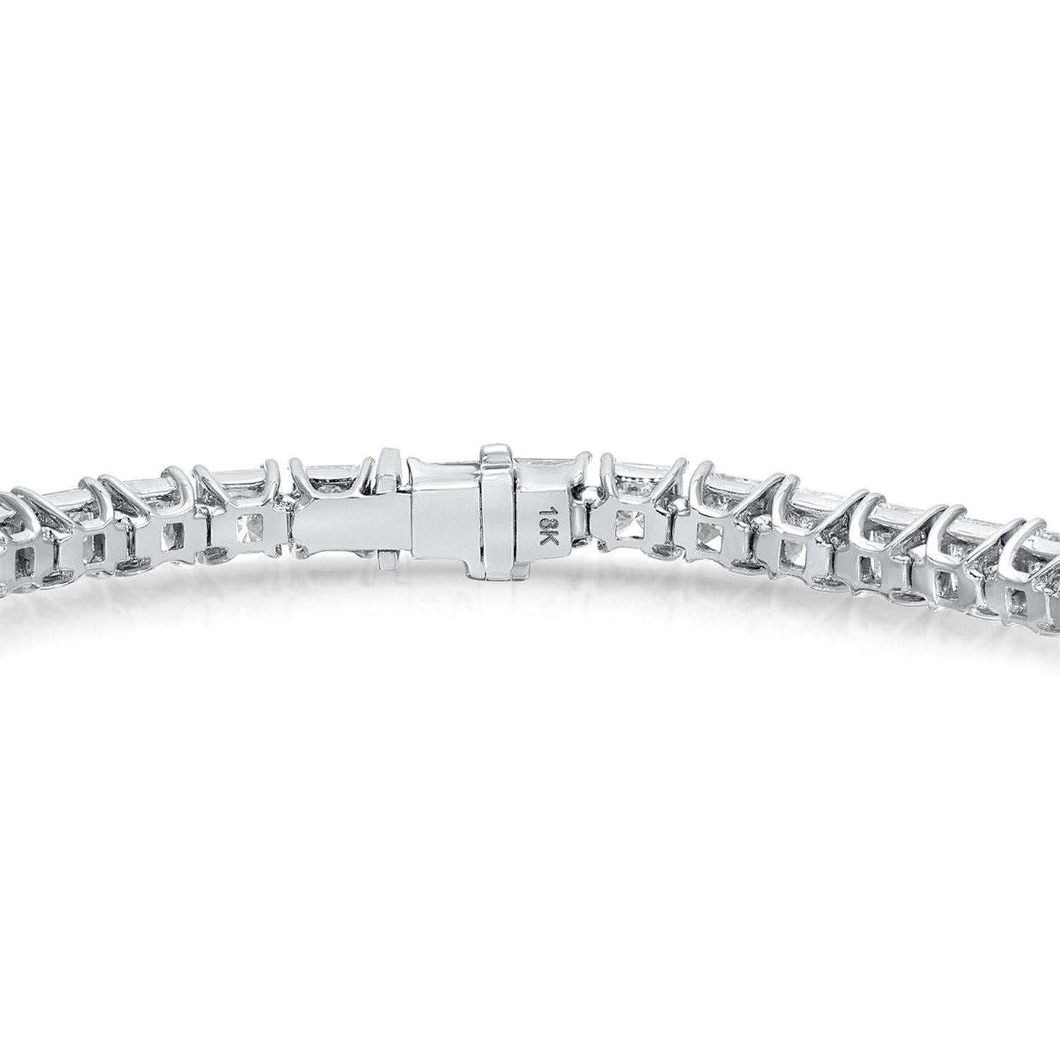 Princess Cut Diamond Tennis Bracelet 17 Carats 18K White Gold In Excellent Condition For Sale In Aliso Viejo, CA