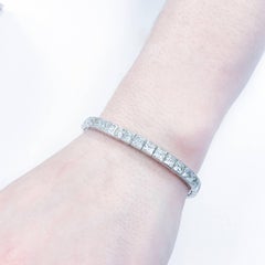 Princess Cut Diamond Tennis Bracelet 20.94 Carat in 18 Karat White Gold