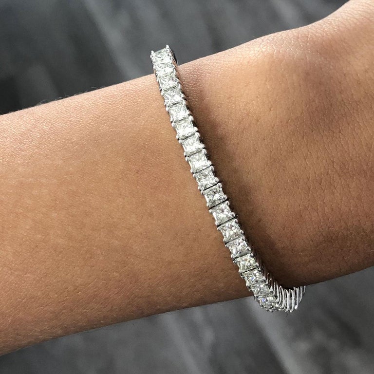 Princess Cut Diamond Tennis Bracelet For Sale at 1stdibs