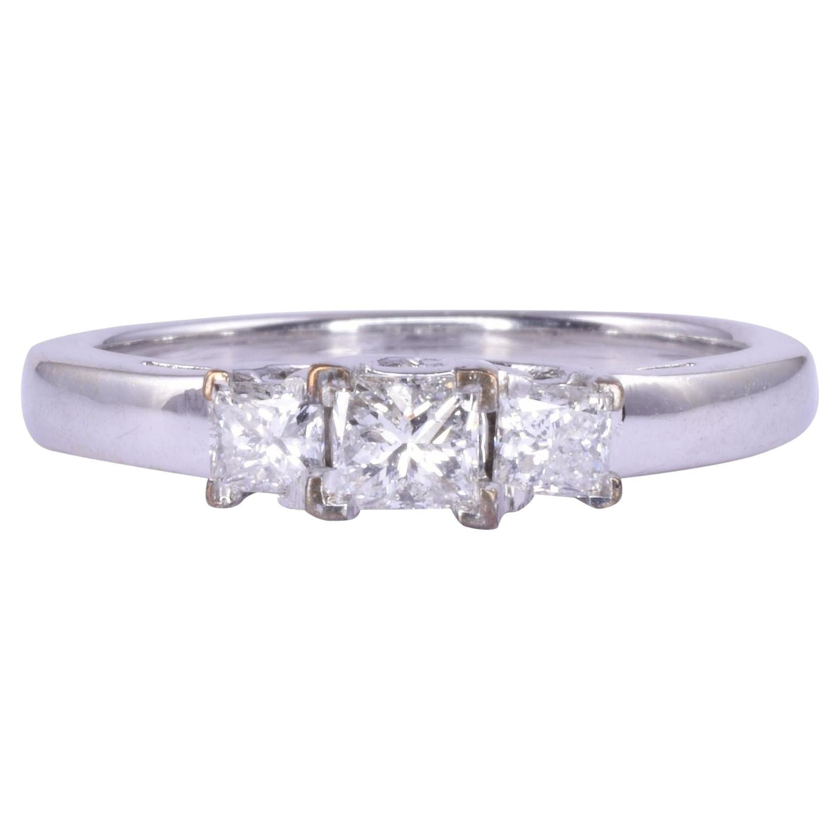 Princess Cut Diamond Three Stone Ring For Sale