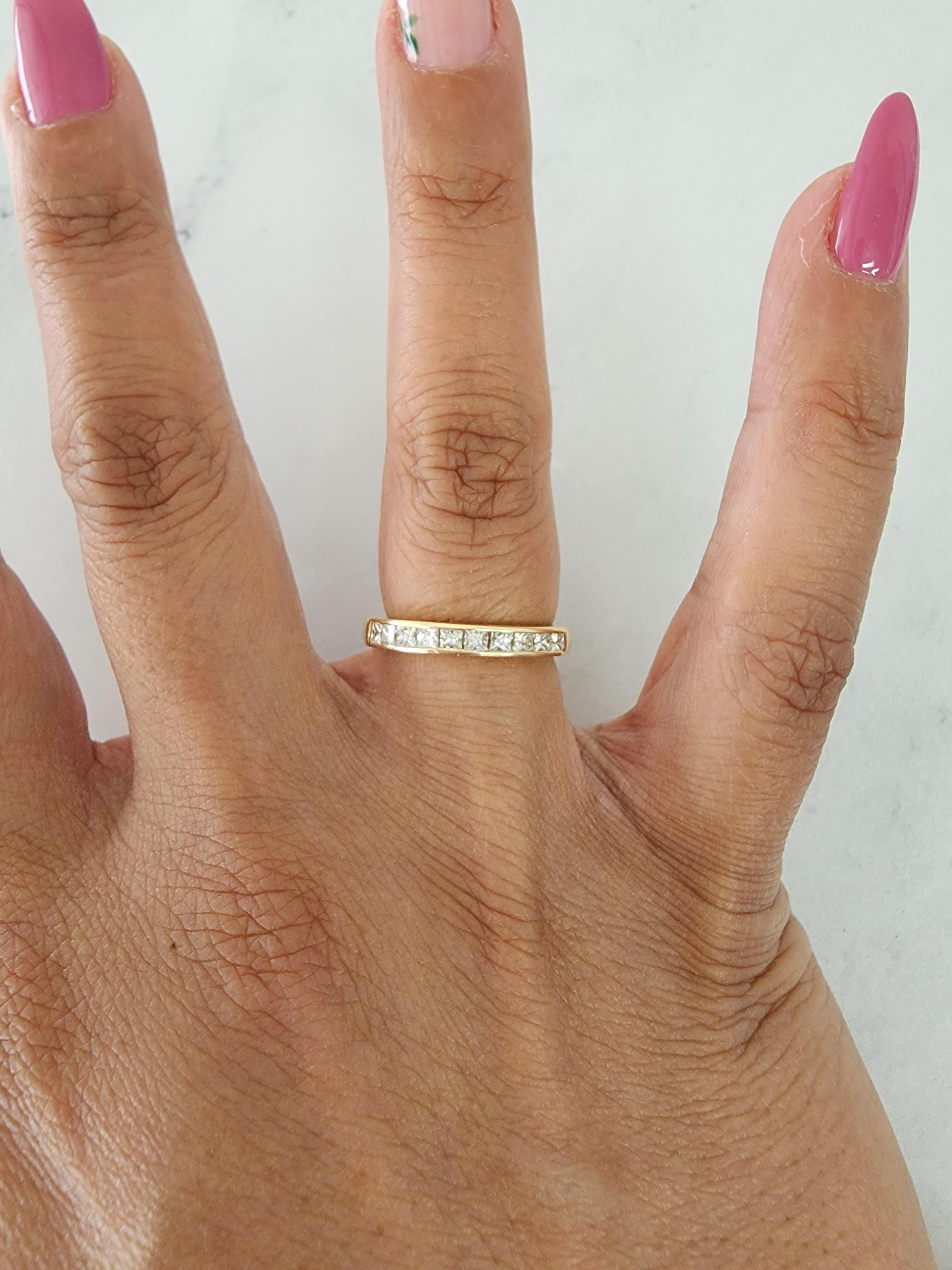 Princess Cut Diamond Wedding Band 14k Yellow Gold In New Condition For Sale In Sugar Land, TX