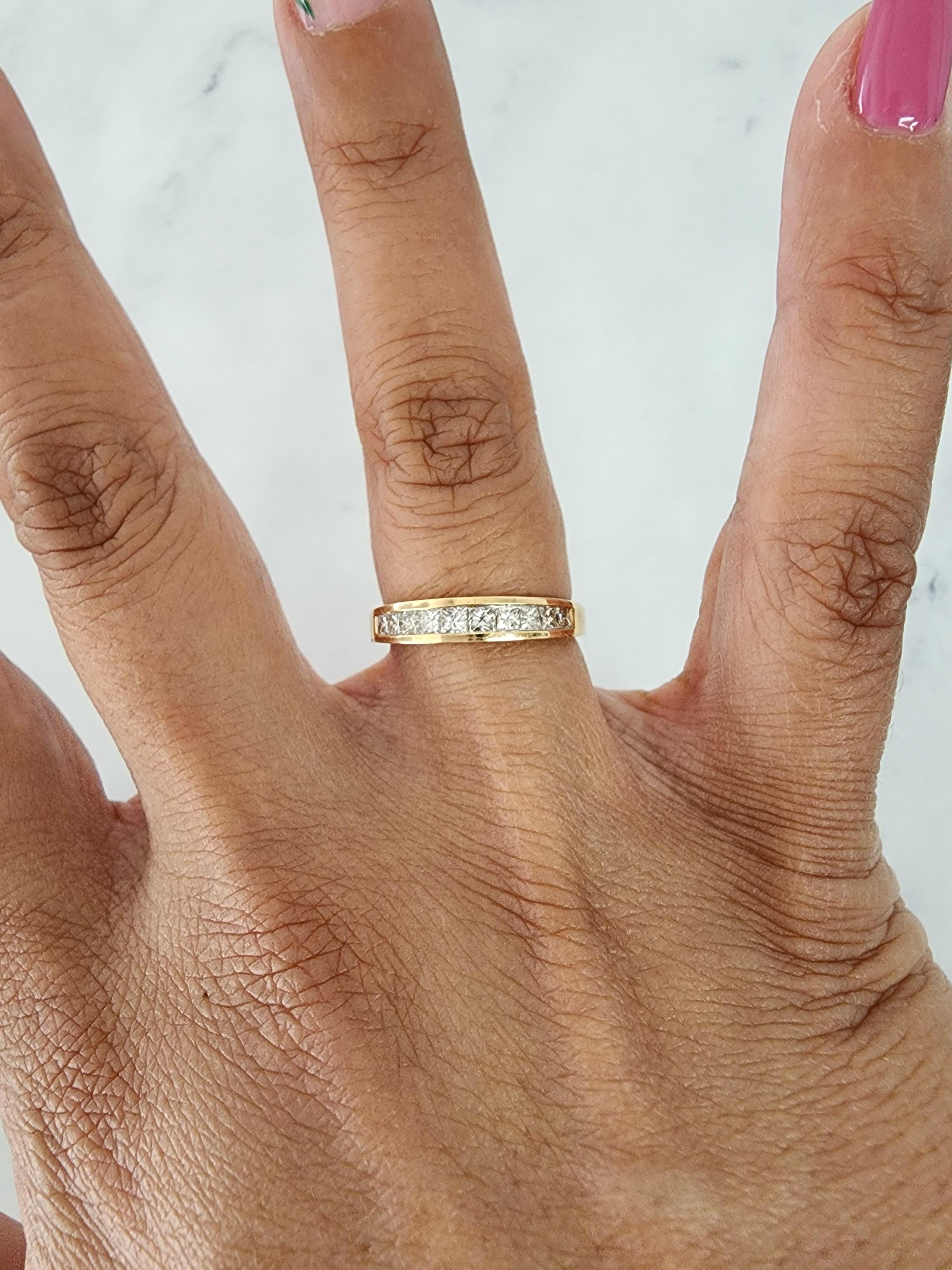 Princess Cut Diamond Wedding Band 14k Yellow Gold In New Condition For Sale In Sugar Land, TX
