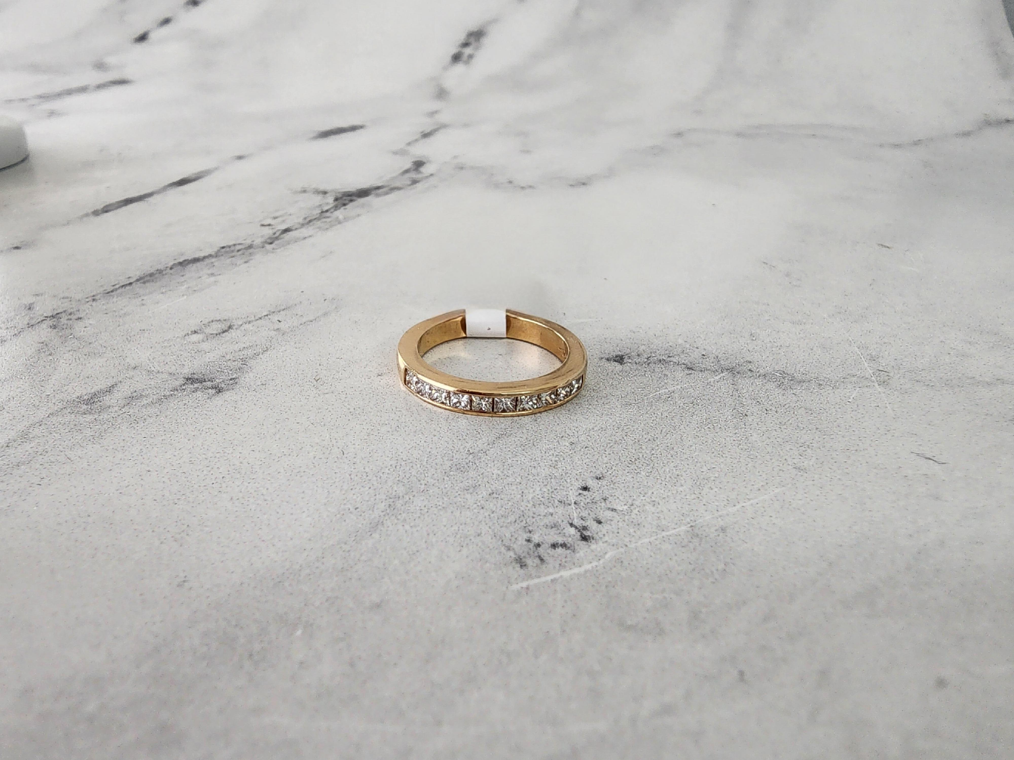 Princess Cut Diamond Wedding Band 14k Yellow Gold For Sale 1