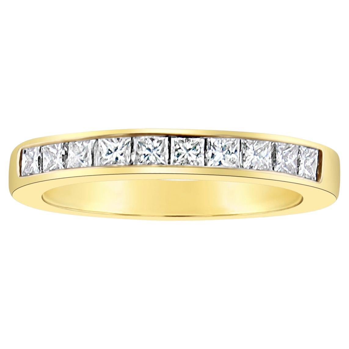Princess Cut Diamond Wedding Band 14k Yellow Gold