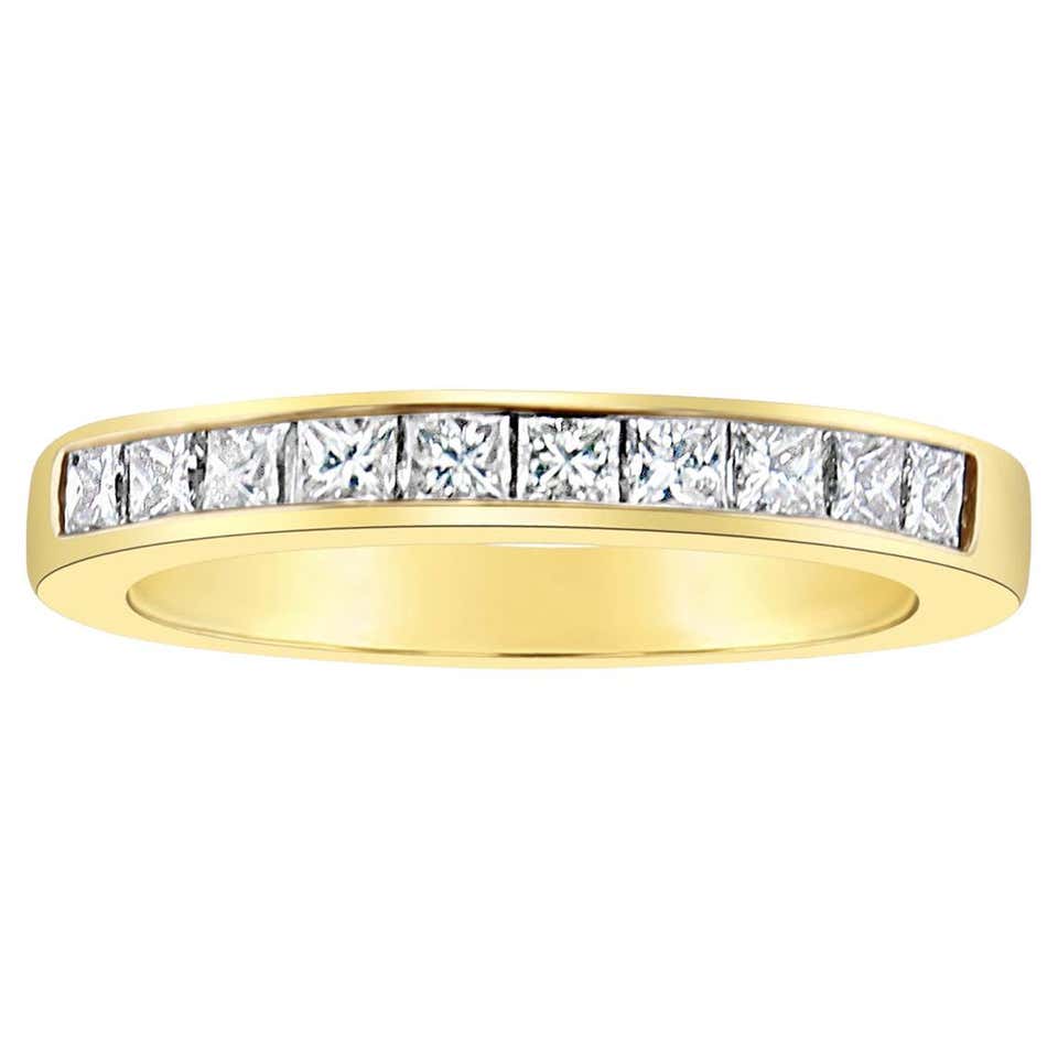 Princess Channel Set Rings Princess Cut Channel Set Diamond Gold Wedding Band For Sale at 1stDibs ...