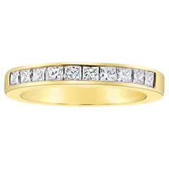 Princess Cut Diamond Wedding Band 14k Yellow Gold