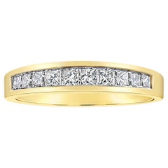 Alianza de Diamantes talla princesa Oro Amarillo 14k