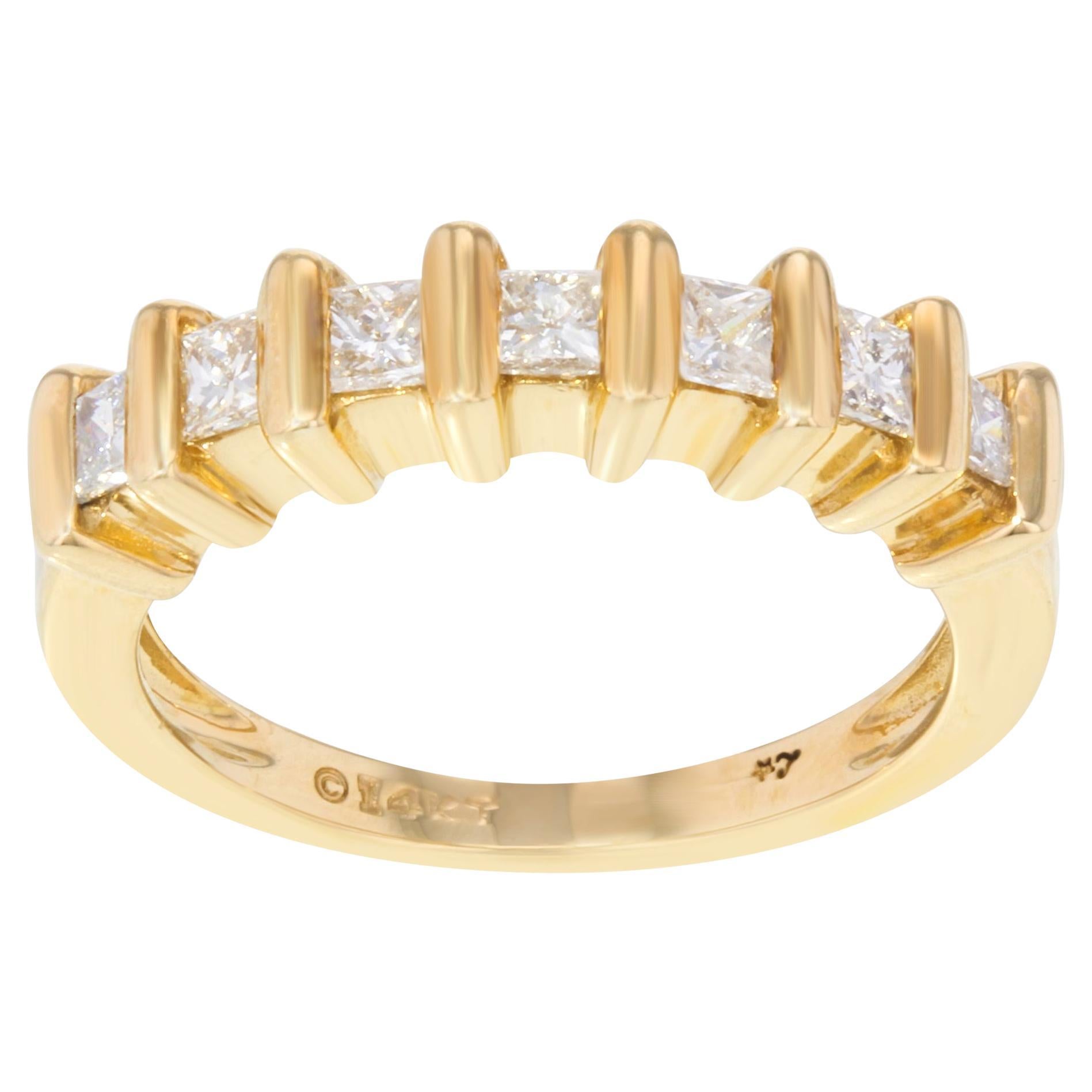 Princess Cut Diamond Wedding Band Ladies Ring 14K Yellow Gold 0.45 Cttw For Sale