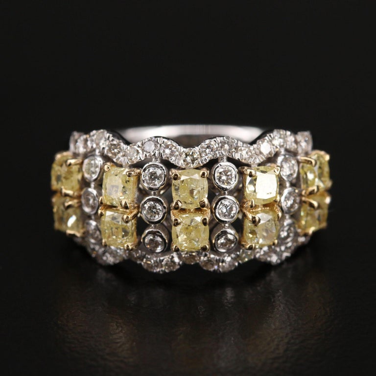 Customizable Princess Cut Diamond Wedding Band Light Yellow Diamond
