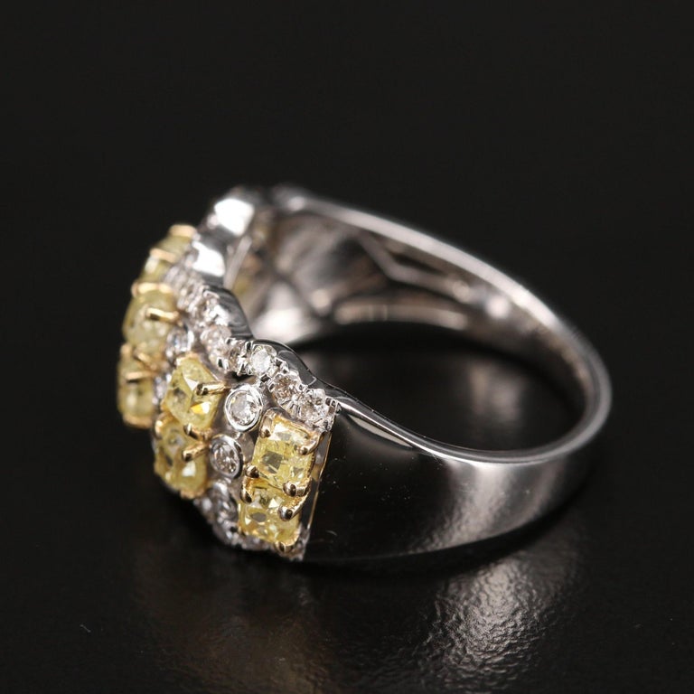 Customizable Princess Cut Diamond Wedding Band Light Yellow Diamond